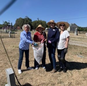 Photo of 4 Chapter Members at Citizens Cemetery Cleanup